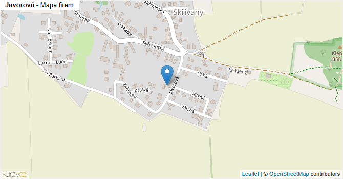 Javorová - mapa firem