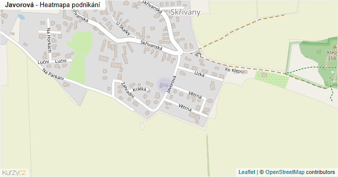 Javorová - mapa podnikání