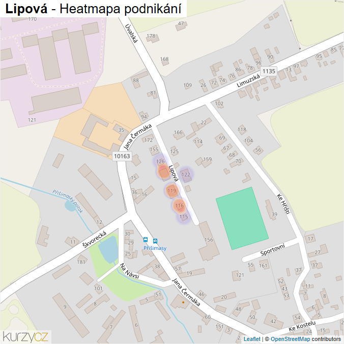 Mapa Lipová - Firmy v ulici.