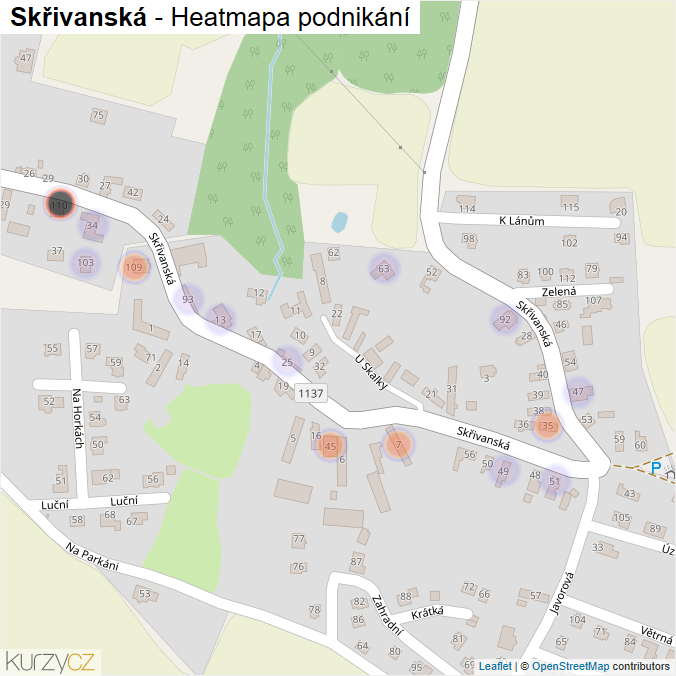 Mapa Skřivanská - Firmy v ulici.