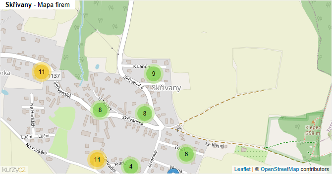 Skřivany - mapa firem