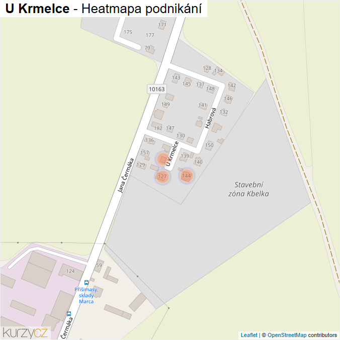 Mapa U Krmelce - Firmy v ulici.