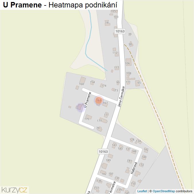 Mapa U Pramene - Firmy v ulici.