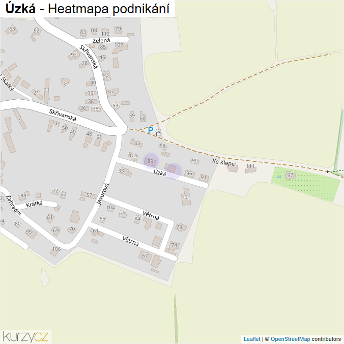 Mapa Úzká - Firmy v ulici.