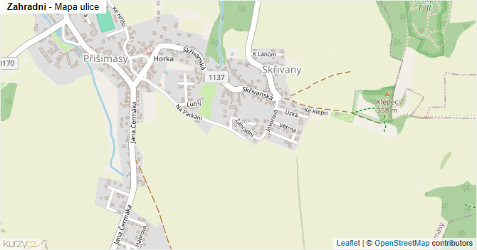 Zahradní - mapa ulice