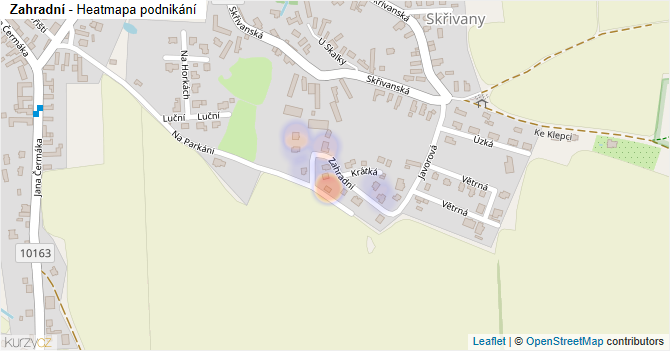 Zahradní - mapa podnikání