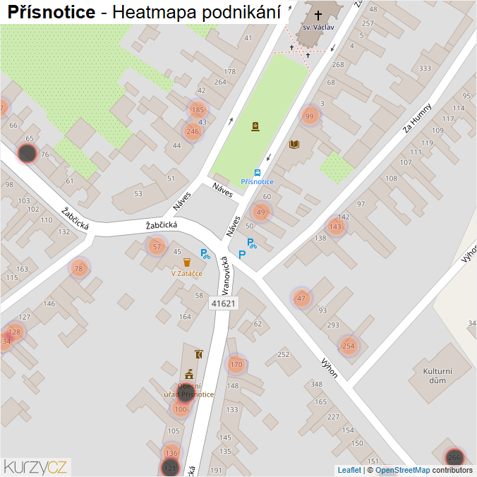 Mapa Přísnotice - Firmy v obci.