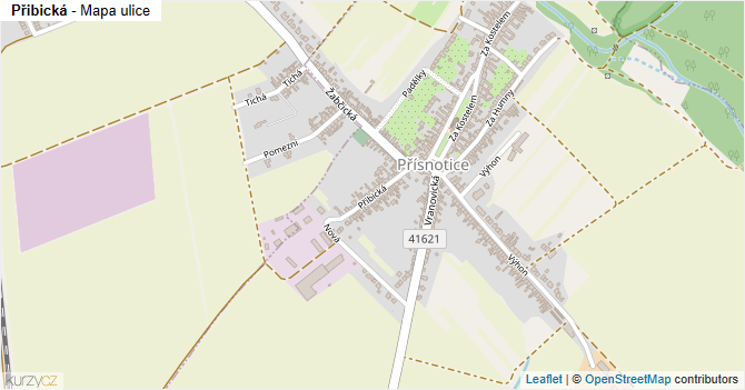 Přibická - mapa ulice