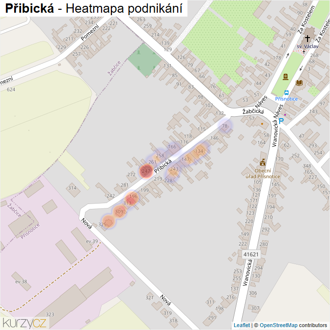 Mapa Přibická - Firmy v ulici.