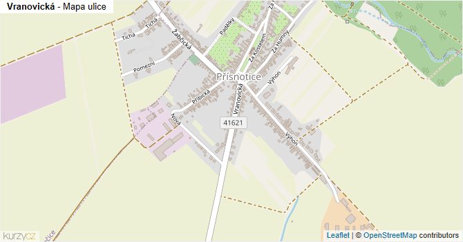 Vranovická - mapa ulice