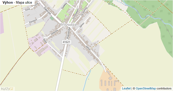 Výhon - mapa ulice