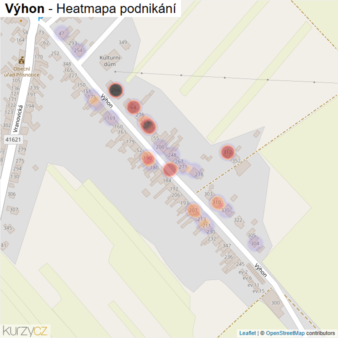 Mapa Výhon - Firmy v ulici.