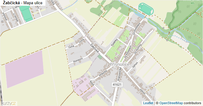 Žabčická - mapa ulice