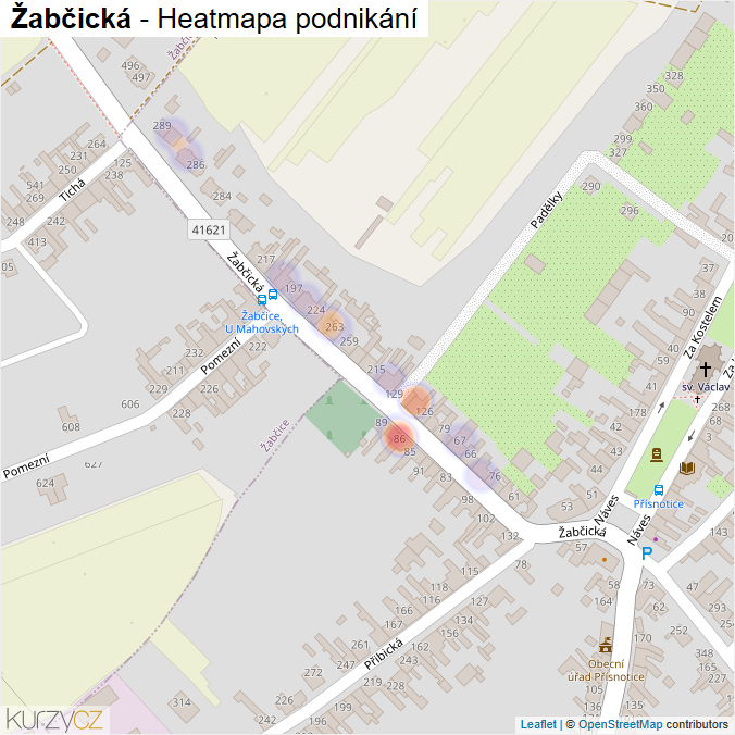 Mapa Žabčická - Firmy v ulici.