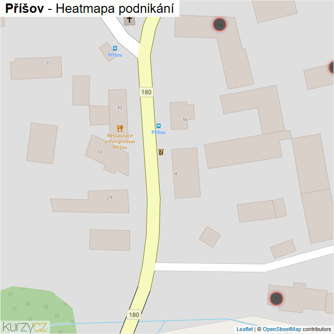Mapa Příšov - Firmy v obci.