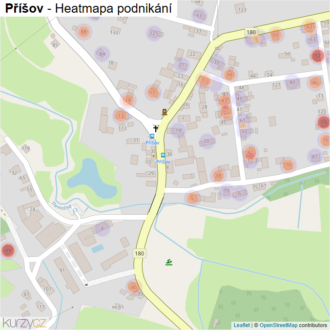 Mapa Příšov - Firmy v části obce.
