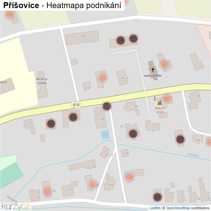 Mapa Příšovice - Firmy v obci.