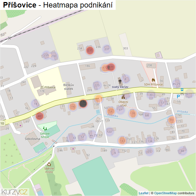 Mapa Příšovice - Firmy v části obce.