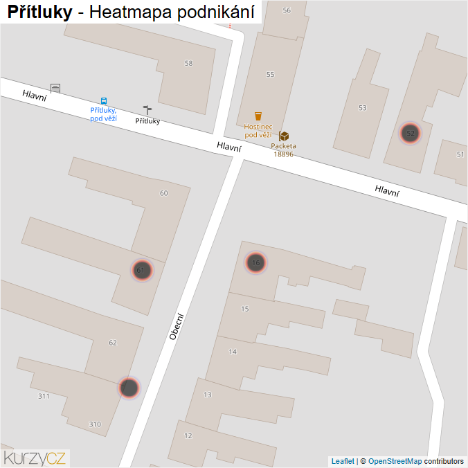 Mapa Přítluky - Firmy v obci.