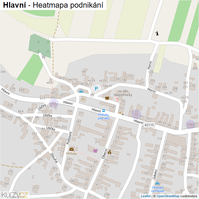 Mapa Hlavní - Firmy v ulici.