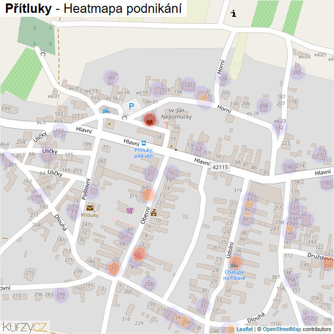 Mapa Přítluky - Firmy v části obce.