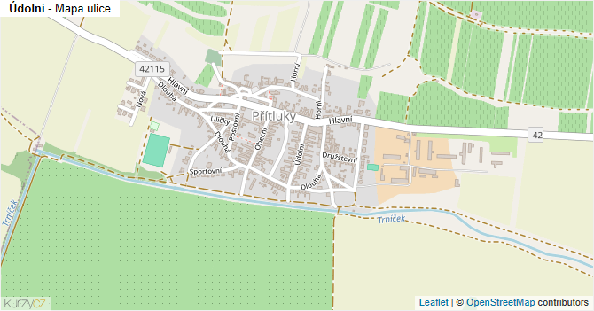 Údolní - mapa ulice