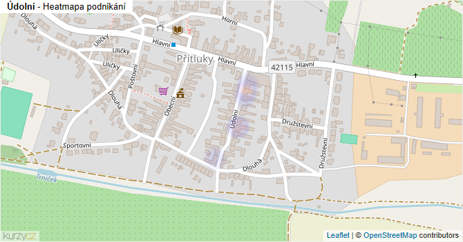 Údolní - mapa podnikání