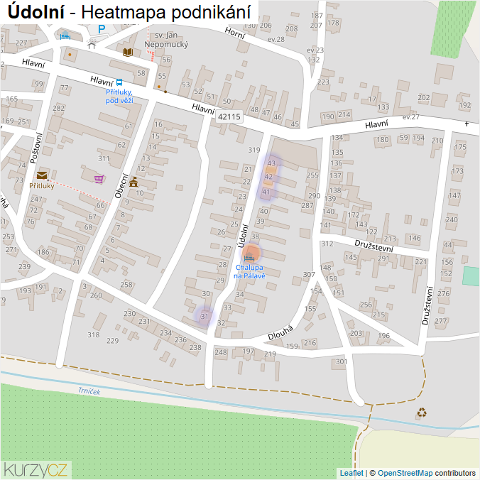 Mapa Údolní - Firmy v ulici.