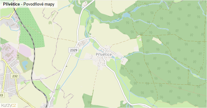 Přívětice - záplavové mapy stoleté vody