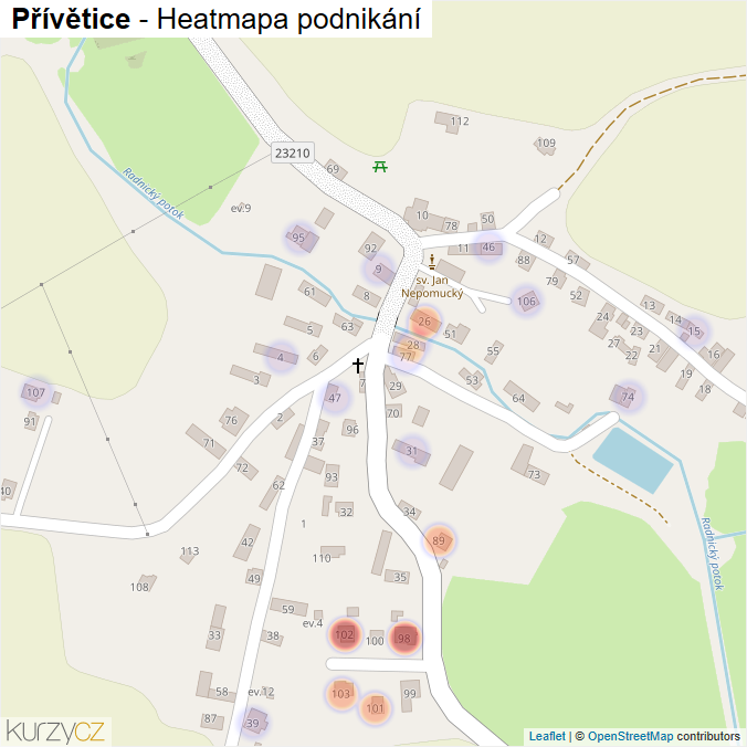 Mapa Přívětice - Firmy v části obce.