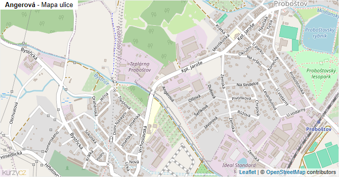 Angerová - mapa ulice