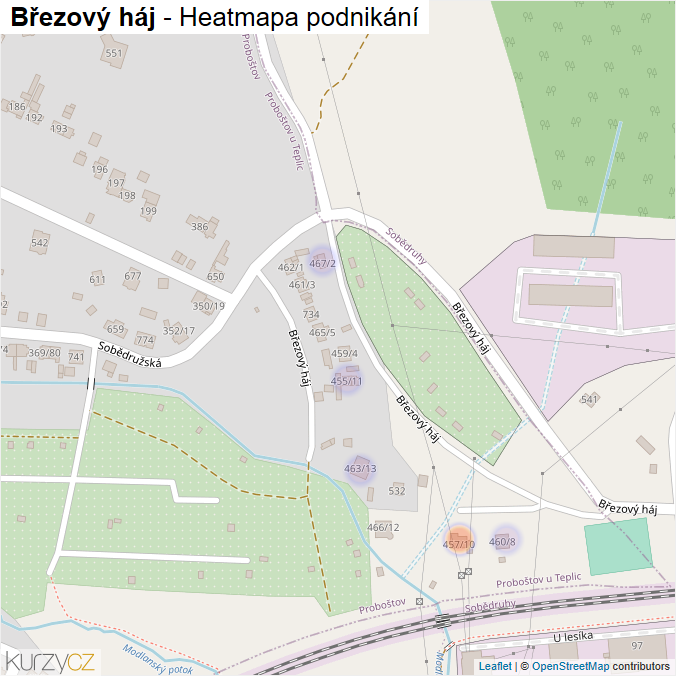 Mapa Březový háj - Firmy v ulici.