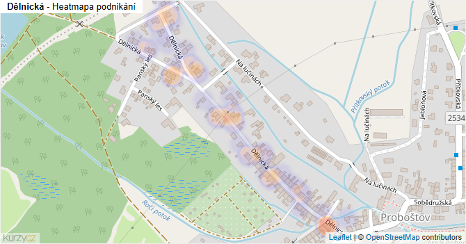 Dělnická - mapa podnikání
