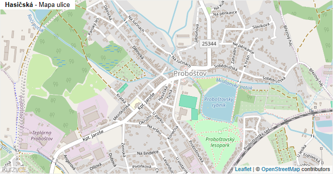 Hasičská - mapa ulice
