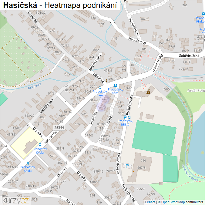 Mapa Hasičská - Firmy v ulici.