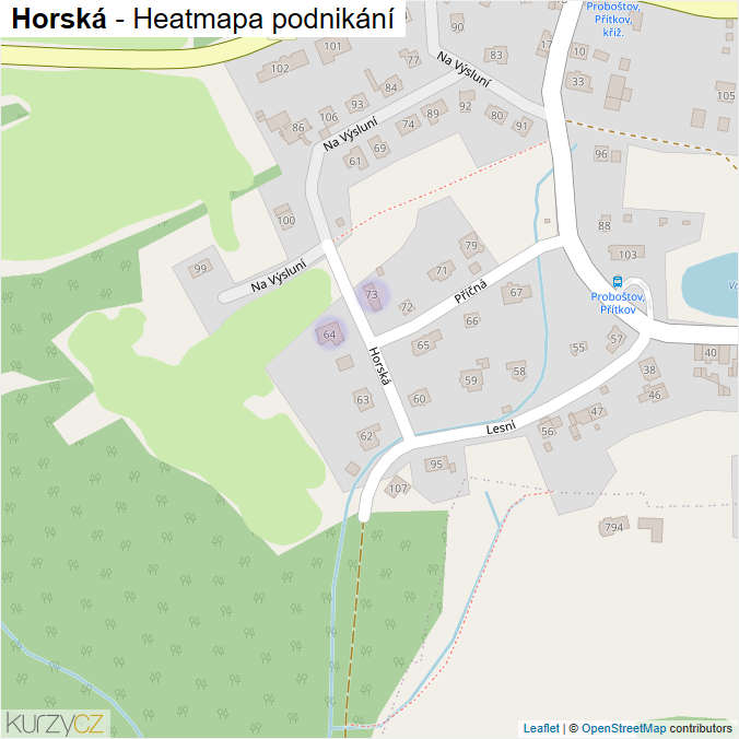 Mapa Horská - Firmy v ulici.