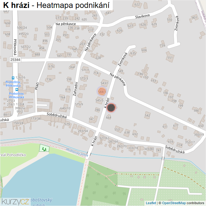 Mapa K hrázi - Firmy v ulici.