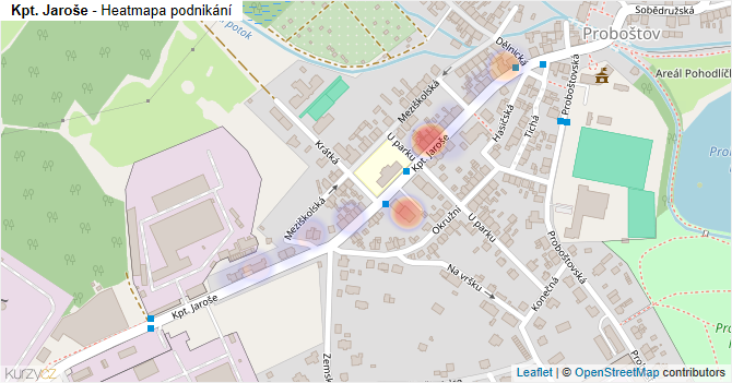 Kpt. Jaroše - mapa podnikání