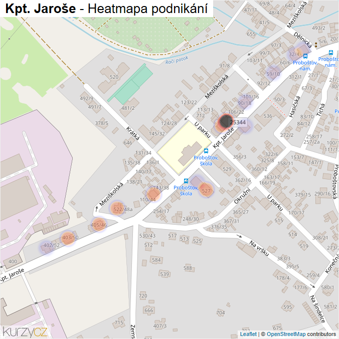 Mapa Kpt. Jaroše - Firmy v ulici.