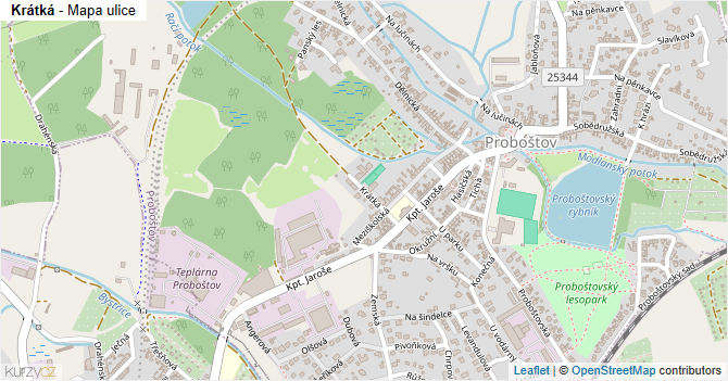 Krátká - mapa ulice