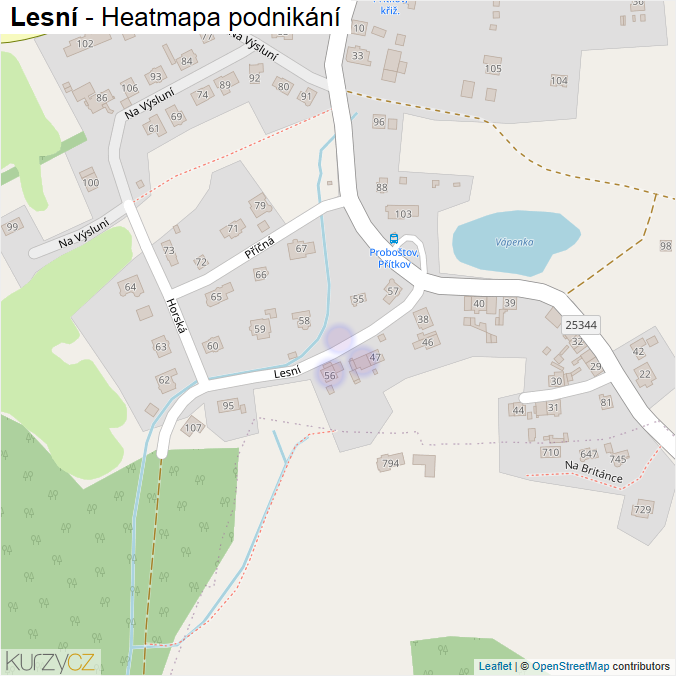 Mapa Lesní - Firmy v ulici.
