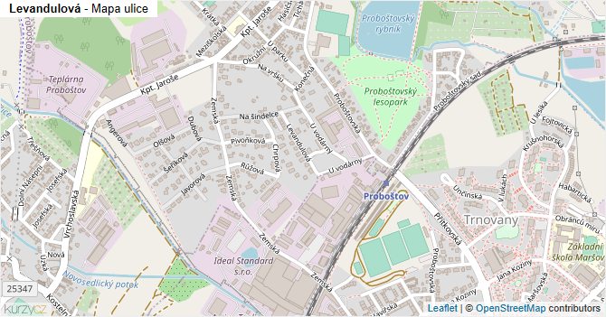 Levandulová - mapa ulice