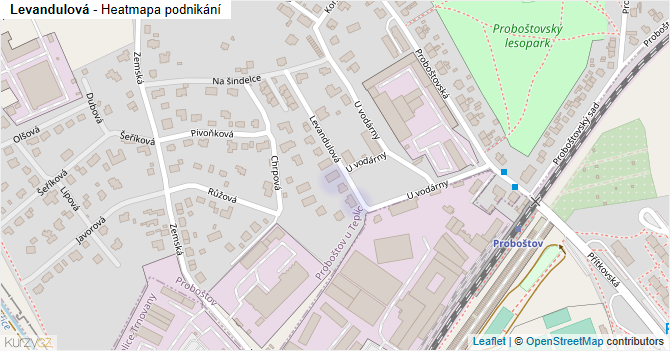 Levandulová - mapa podnikání