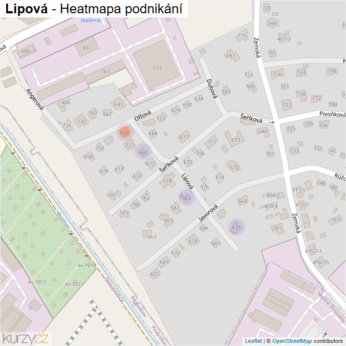Mapa Lipová - Firmy v ulici.