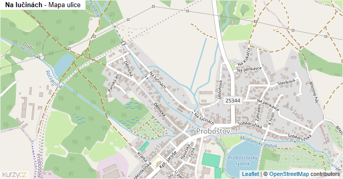 Na lučinách - mapa ulice