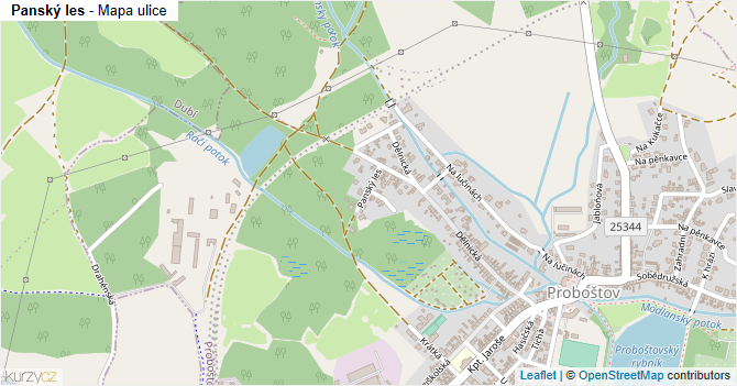 Panský les - mapa ulice