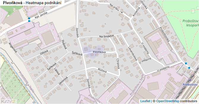 Pivoňková - mapa podnikání
