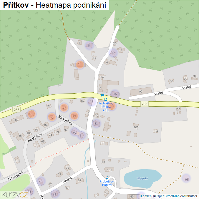 Mapa Přítkov - Firmy v části obce.