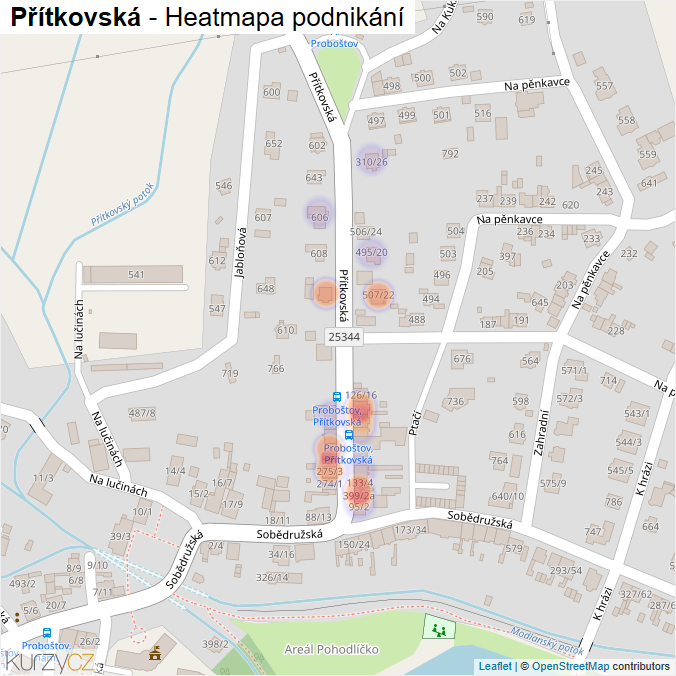 Mapa Přítkovská - Firmy v ulici.