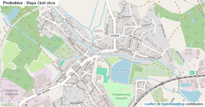 Proboštov - mapa části obce